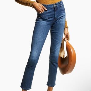 AG Adriano Goldschmied Women's Indigo Slim Jeans - Mari Crop High Rise Straight